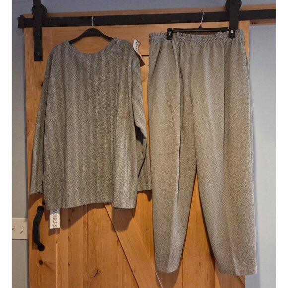 New! Vintage YS Studio Sz 2X Gray 2 Piece Lounge Pullon Set - Picture 2 of 16